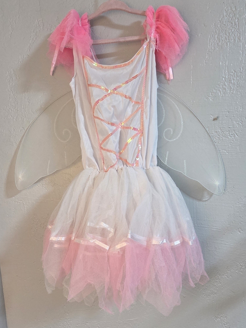 Spirit Halloween Kids Angelina Angel Costume Dress Wings Halo Set Size L 12-14